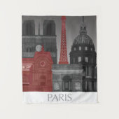 パリの標高(夜) – 赤 タペストリー (正面)