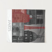 パリの標高(夜) – 赤 タペストリー (正面(横))