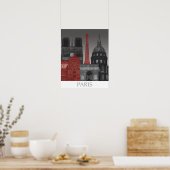 パリの標高（夜） – 赤 ポスター (キッチン)