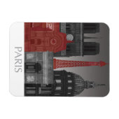 パリの標高（夜） – 赤 マグネット (横)