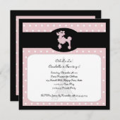 パリの正方形のピンクの招待状のプードル 招待状 (正面/裏面)