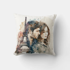 パリの水彩の愛 クッション