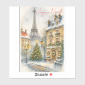 パリの水彩エッフェル塔のメリークリスマス シール (シート)