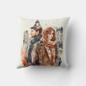 パリの水彩ラブスロー枕 クッション (裏面)