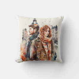 パリの水彩ラブスロー枕 クッション