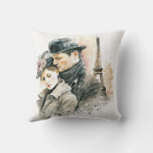 パリの水彩ラブ カップル サイコロクッション クッション (裏面)