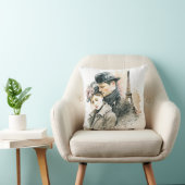パリの水彩ラブ カップル サイコロクッション クッション (椅子)