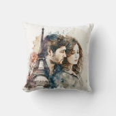 パリの水彩恋愛 クッション (正面)