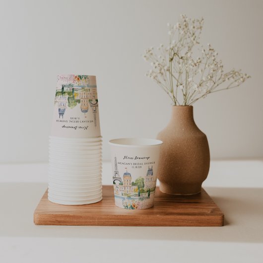 パリの水彩画のような庭園 メルシー・ブーケ 紙コップ