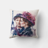 パリの水彩画のカップル クッション (裏面)