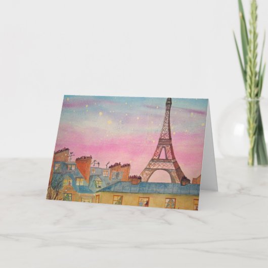 パリの水彩画のクリスマス シーズンカード (正面)