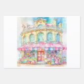 パリの水彩画の玩具屋さん ラッピングペーパーシート (正面)