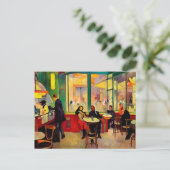 パリの混雑したコーヒーショップ ポストカード (スタンド正面)