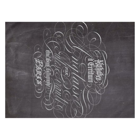 パリの田舎地方の黒板スクリプフランスのト テーブルクロス (正面(横))