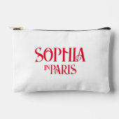 パリの白地に赤いカスタムネーム アクセサリーポーチ (正面)