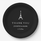 パリの白黒結婚のエッフェル塔 ペーパープレート (正面)