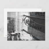 パリの白黒郵便はがきの朝食 ポストカード (正面/裏面)