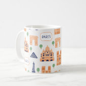 パリの目印の付いた継ぎ目のない模様 コーヒーマグカップ (正面左)