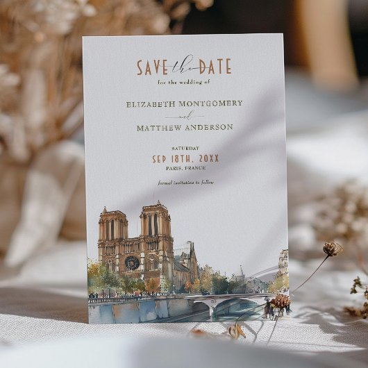 パリの目的地の日付を保存ノートルダム 招待状