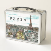 パリの眺めの行先|のヴィンテージのエッフェル塔 メタルランチボックス (裏面)