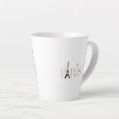 パリの素敵なテキスト＆エッフェル塔ラテコーヒーマグカップ カフェラテマグ (右アングル)