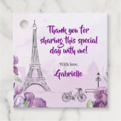 パリの紫色のアイリス フランス語の感謝 フェイバータグ (正面)