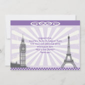 パリの紫色のブライダルシャワー招待状 招待状 (裏面)