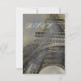 パリの結婚式の出欠カード標準3.5 x 5 出欠カード