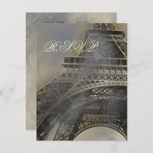 パリの結婚式の出欠カード 出欠カード (正面/裏面)