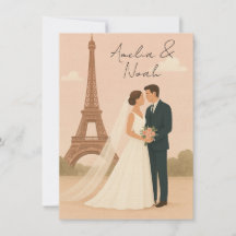 パリの結婚式の招待状 | エレガントなエッフェル塔
