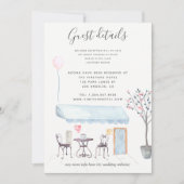 パリの結婚式ゲスト詳細 水彩花イラスト 招待状 (正面)