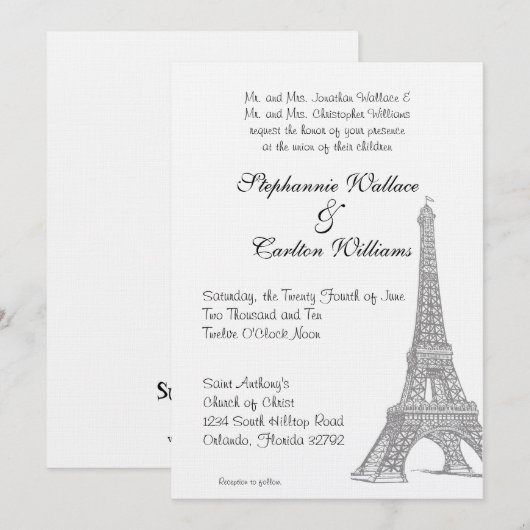 パリの結婚式 招待状 (正面/裏面)