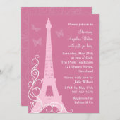 パリの繊細な蝶の装飾 招待状 (正面/裏面)