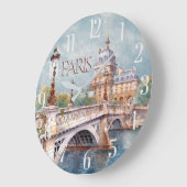 パリの美しい水色 ラージ壁時計 (傾斜)