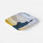 パリの自由の女神のレプリカに関する夕日 ペーパープレート (傾斜あり)