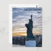 パリの自由の女神のレプリカに関する夕日 ポストカード (正面/裏面)