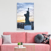 パリの自由の女神像の夕焼け キャンバスプリント (インサイチュ (リビング))