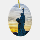 パリの自由の女神像の夕焼け セラミックオーナメント (裏面)