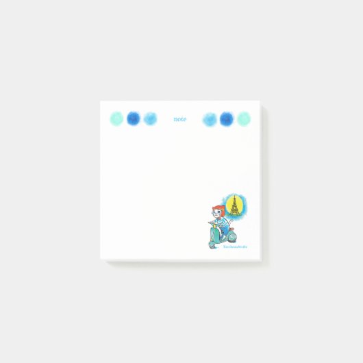 パリの自転車に乗った猫 ポストイット (正面)