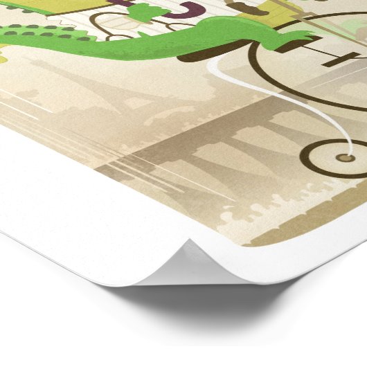 パリの自転車アリゲーター ポスター (角)