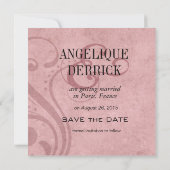 パリの花 エッフェル塔 Save the Date|ピンク 招待状 (裏面)