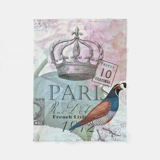 パリの花 フリースブランケット (正面)