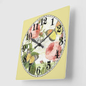 パリの蝶 スクエア壁時計 (傾斜)