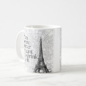 パリの街の地図とエッフェル塔の引用ウォールアート コーヒーマグカップ (正面左)