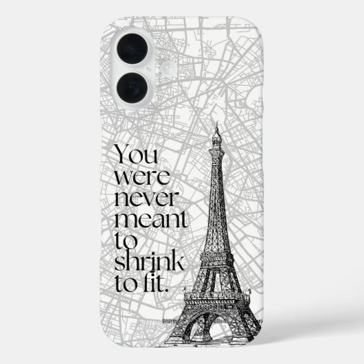 パリの街の地図とエッフェル塔の引用ウォールアート Case-Mate iPhoneケース (裏面)