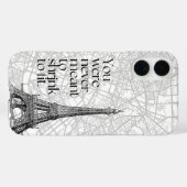 パリの街の地図とエッフェル塔の引用ウォールアート Case-Mate iPhoneケース (裏面 (横))