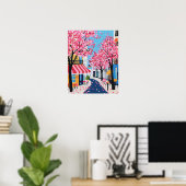 パリの街の桜カフェ ウォールアート (ホームオフィス)