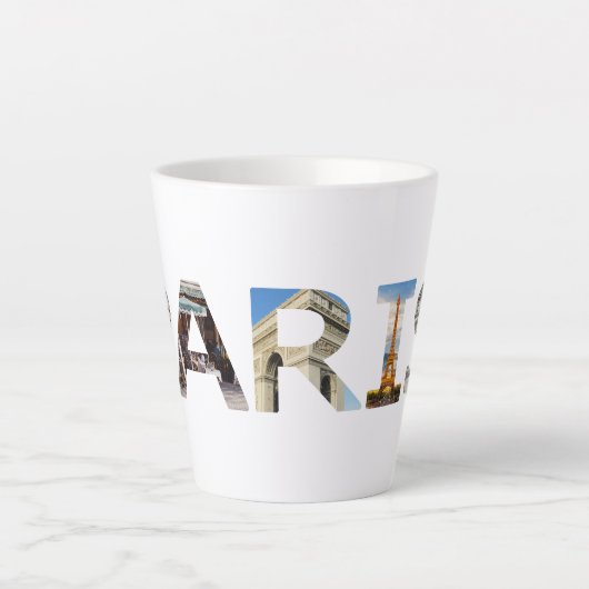 パリの観光スポットWord Parisの文字で見る カフェラテマグ (正面)