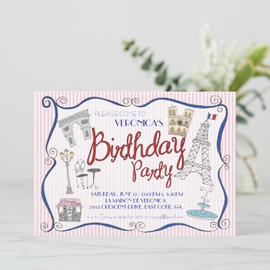 パリの誕生日のパーティの招待状 招待状 (スタンド正面)