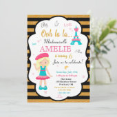 パリの誕生日の招待ガールエッフェルタワー招待状 招待状 (スタンド正面)